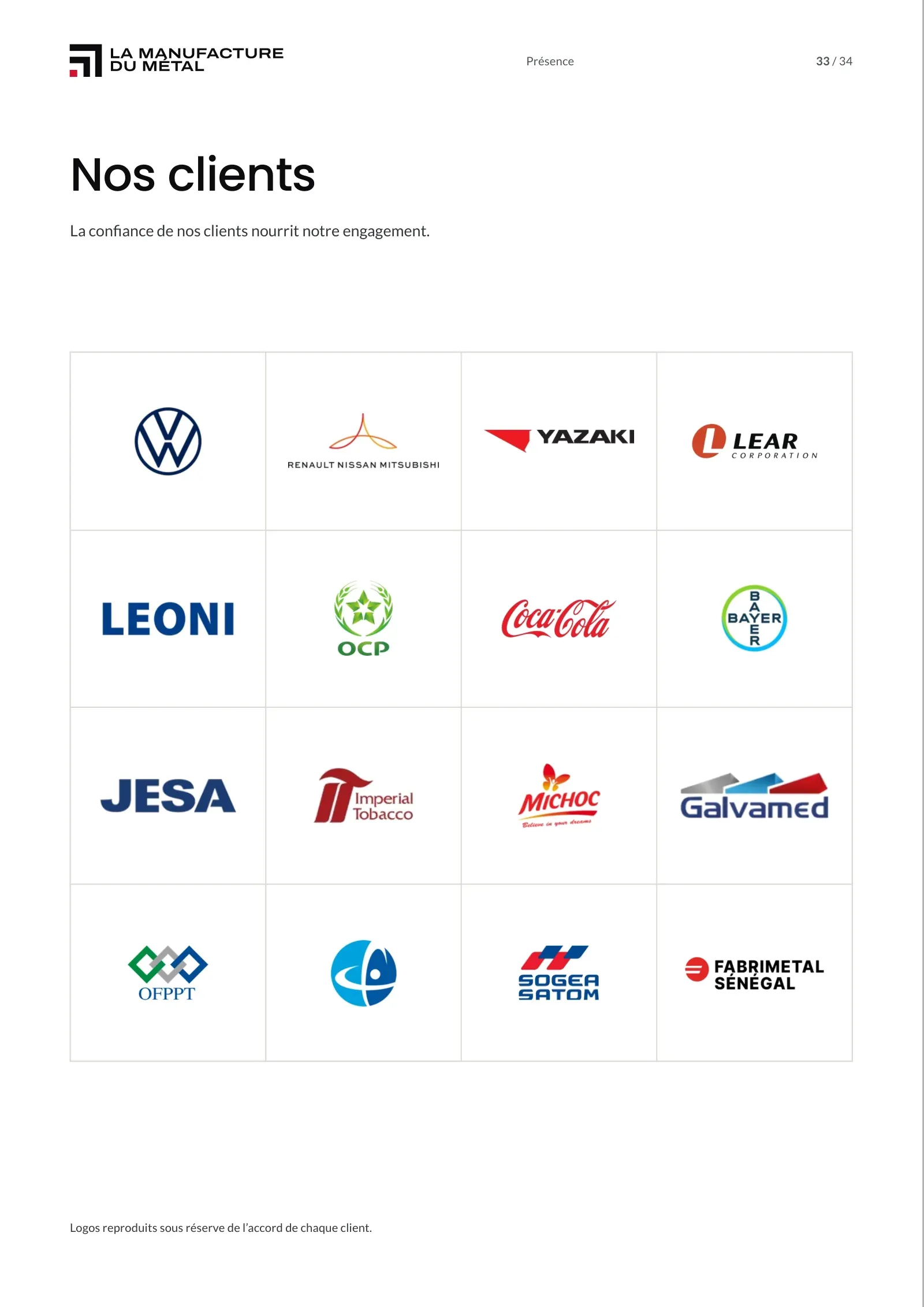 Page 33 : Nos clients